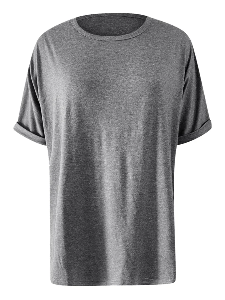 Loose Round Neck Short Sleeve Top Women's Simple T-Shirt Fashion Lady Summer Everyday Clothes