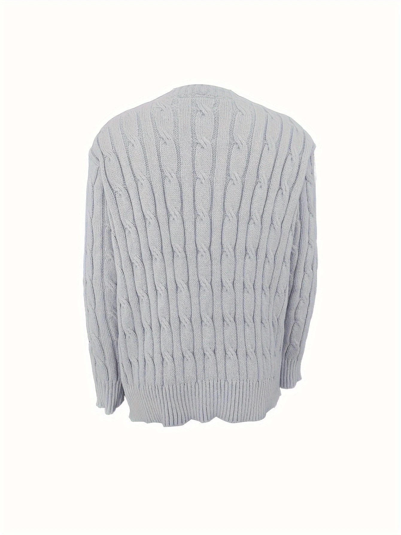 Winter Clothes Woman Light Gray Cable Knit Cardigan Button Front Pocket Detail, Ideal for Casual Outings Cozy Styles