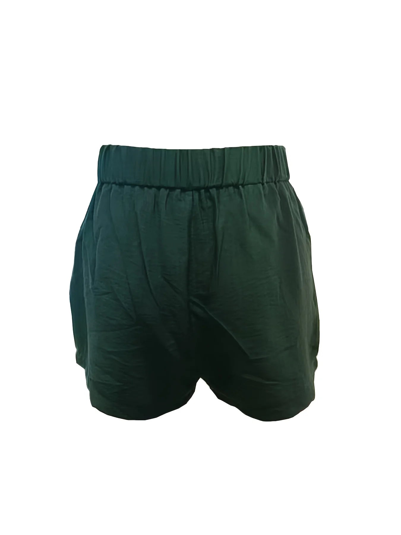 Women's Green Linen Shorts Embroidered Belt with Bow Ideal for Beach Vacations Bohemian Trips Casual Summer Styles